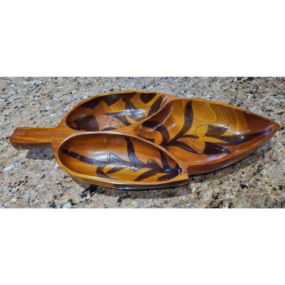 Wooden Serving Divided Tray St. Lucia 18" Length - Picture 16 of 16